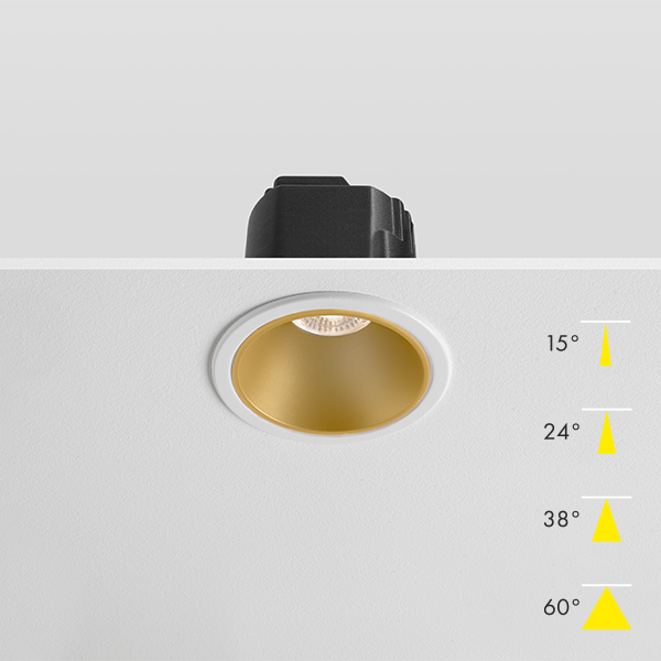 Fire Rated Dim to Warm & Modular LED Downlight - Gold Baffle