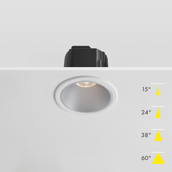 Fire Rated Dim to Warm & Modular LED Downlight - Silver Baffle