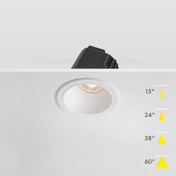 Tilt Fire Rated Architectural & Modular LED Downlight - White Baffle
