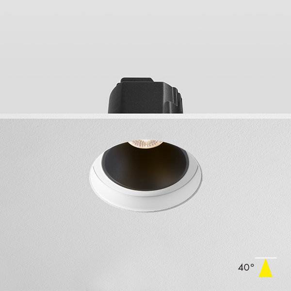 Fire Rated Plaster in LED Downlight - Black Baffle