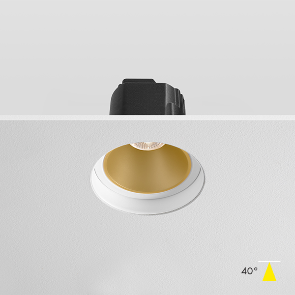 Fire Rated Plaster in LED Downlight - Gold Baffle