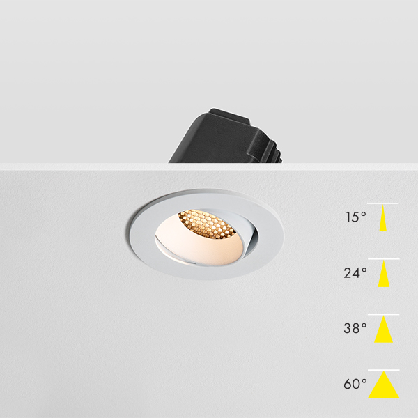 Forma Tilt Fire Rated Modular LED Downlight - White Baffle Honeycomb