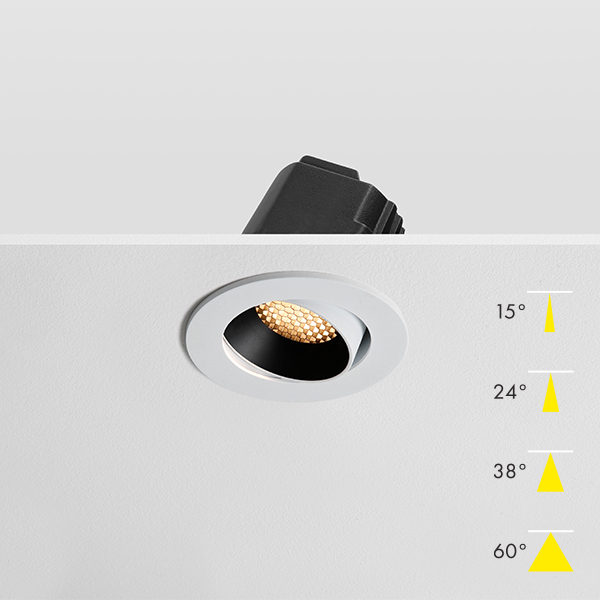 Forma Tilt Fire Rated Modular LED Downlight - Black Baffle Honeycomb