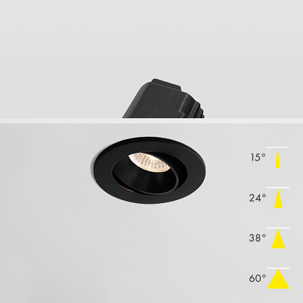 Forma Tilt Fire Rated Modular LED Downlight - Black Black Baffle