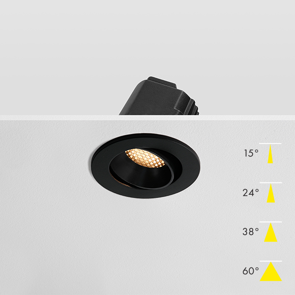 Forma Tilt Fire Rated Modular LED Downlight - Black Black Baffle Honeycomb