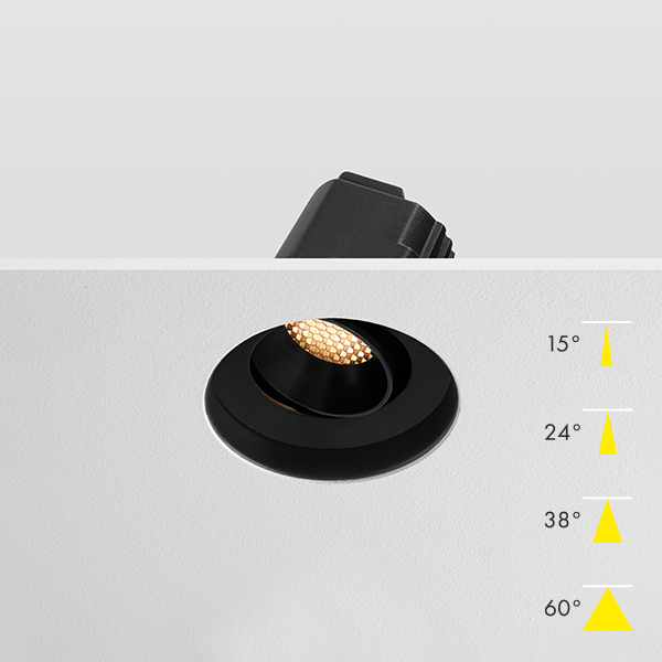 Forma Tilt Fire Rated Modular LED Plaster In Downlight - Black Black Baffle Honeycomb