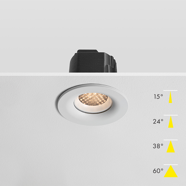 Fire Rated Modular LED Downlight - White Baffle Honeycomb