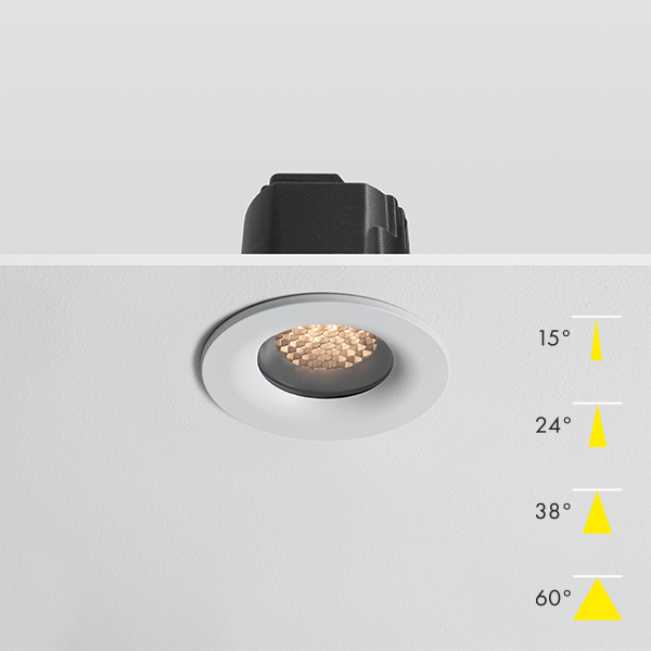 Fire Rated Modular LED Downlight - Black Baffle Honeycomb