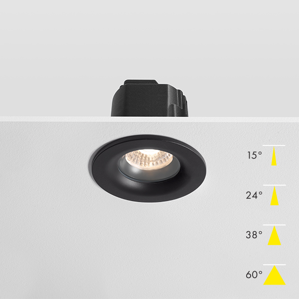Fire Rated Modular LED Downlight - Black Black Baffle