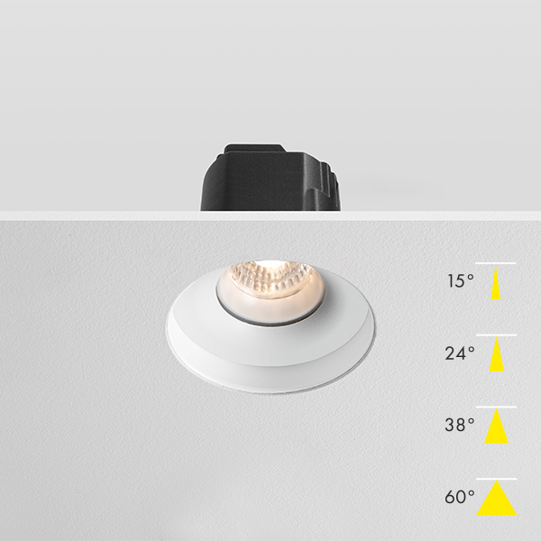 Fire Rated Modular LED Plaster In Downlight - White Baffle