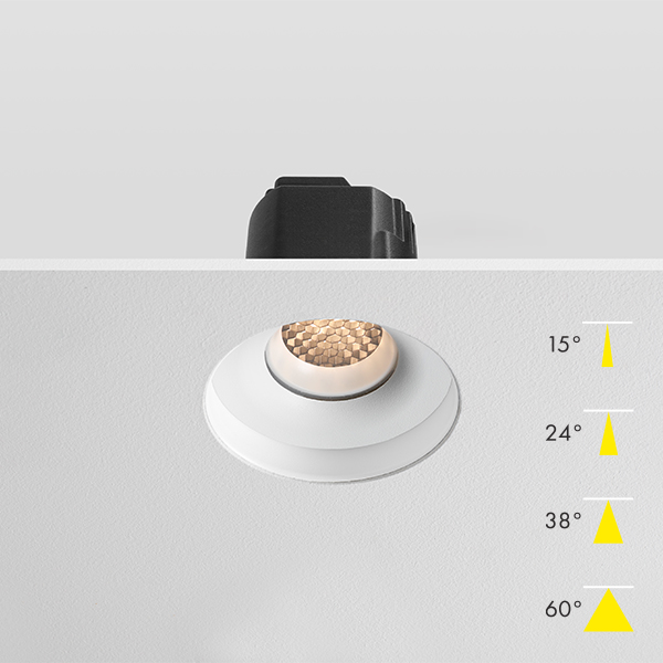 Fire Rated Modular LED Plaster In Downlight - White Baffle Honeycomb