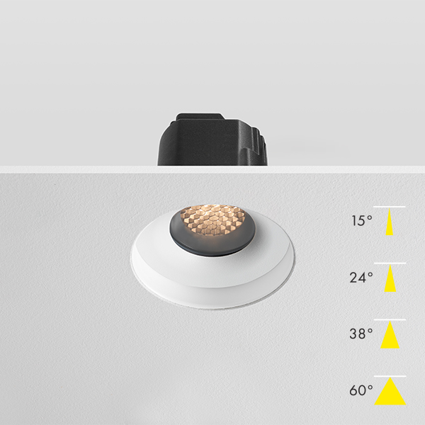 Fire Rated Modular LED Plaster In Downlight - Black Baffle Honeycomb