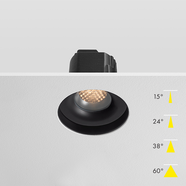 Fire Rated Modular LED Plaster In Downlight - Black Black Baffle Honeycomb