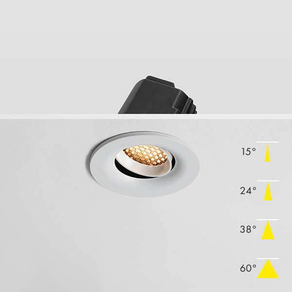 Tilt Fire Rated Modular LED Downlight - White Baffle Honeycomb