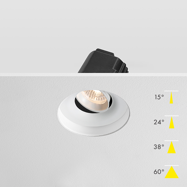 Tilt Fire Rated Modular LED Plaster In Downlight - White Baffle